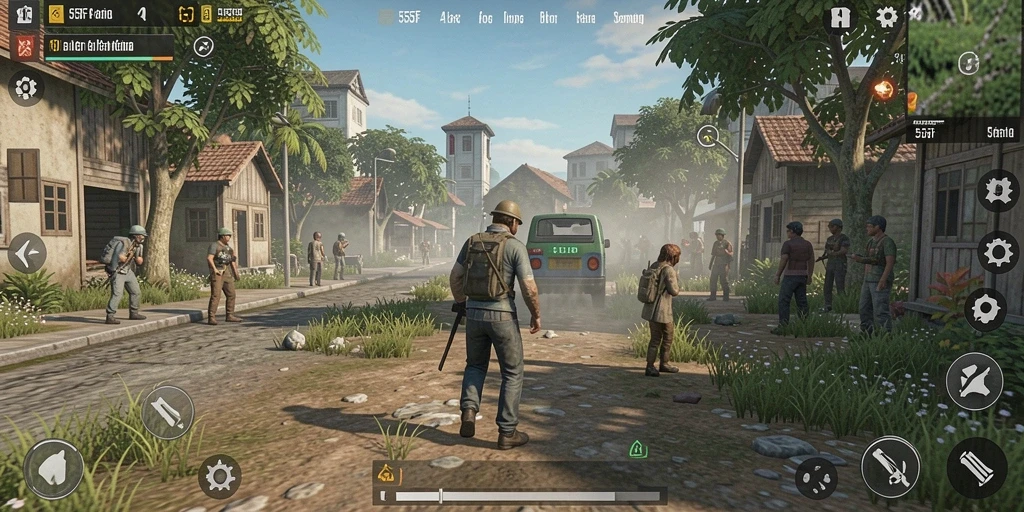 Tampilan gameplay yang menarik dari 555F dengan elemen simulasi yang interaktif.