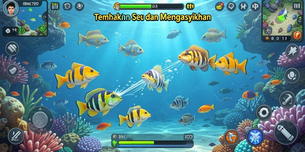 Gameplay seru dari BNI789 dengan aksi menangkap ikan.
