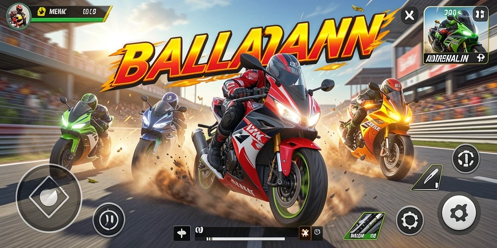 Screenshot DKK menampilkan balapan motor yang seru dan cepat.