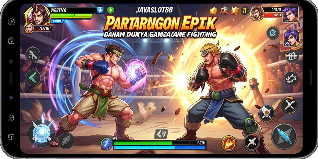 Screenshot pertarungan epik di JAVASLOT88 dengan gerakan memukau.
