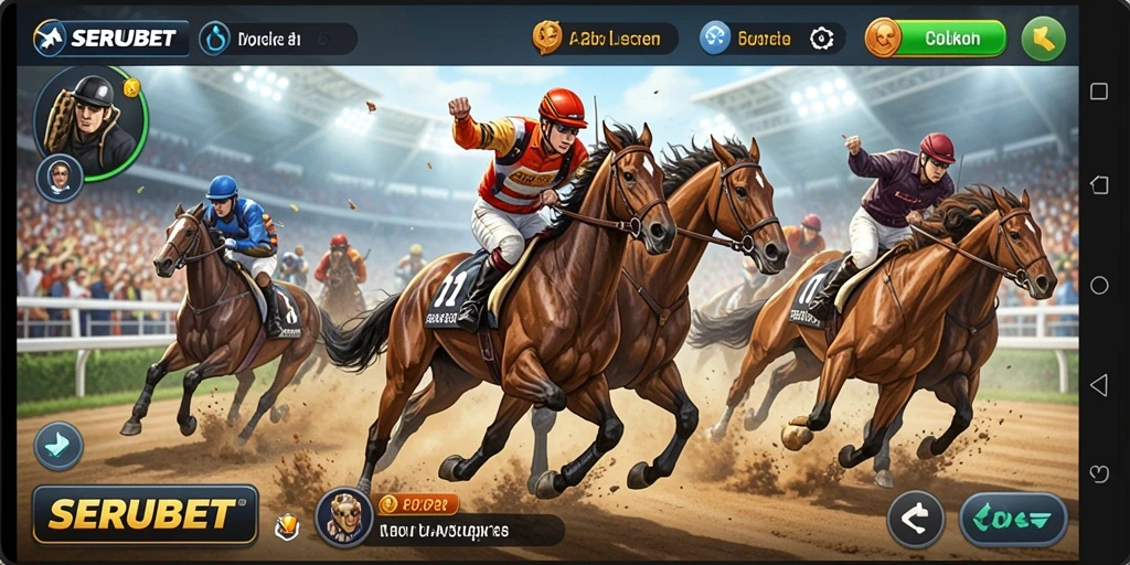 Gameplay SERUBET yang mendebarkan di lintasan balap.